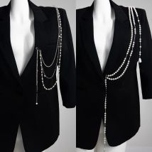 Creative Star-shaped Chain Imitation Pearl Beaded Tassel Brooch Necklace for Women Two Ways To Wear It Pin Dress Chain Jewelry