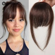 Frangia per capelli umani al 100% Clip per capelli marrone naturale con frangia e frangia con aste Parrucchino per donna Clip su Air Bang 4,5 pollici
