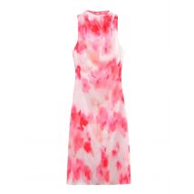 French pink dress 2025 summer new elegant temperament cinched waist slimming mid length short sleeved tea break skirt