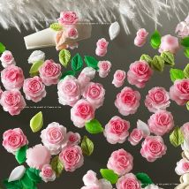 50 Stück/20 Stück 3D Pink Rose Nail Art Charms Japanisches Kawaii Harz Kamelie Nagel Strass Dekorationen Exquisites Blumenzubehör