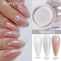 NICOLE DIARY Polvere per unghie con perla bianca brillante Placcatura al chiaro di luna Specchio Effetto Aurora Pigmenti Smalto gel UV Polvere cromata Decorazioni per unghie