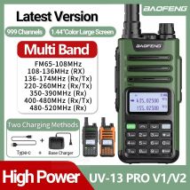 BaoFeng UV-13 PRO V1 V2 Walkie Talkie multibanda ad alta potenza Tipo C Caricatore Ricetrasmettitore