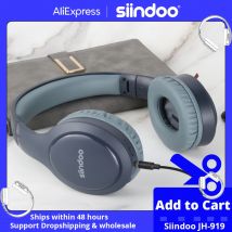 Siindoo bluetooth kopfhörer faltbare stereo kabellose kopfhörer super bass geräusch unterdrückung mikrofon blau für laptop pc tv