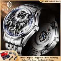 GELATU 6018 Männer Uhr High-end Relief Drachen Automatische Mechanische Uhr Männer Luxus Original Wasserdichte Marke Uhr Reloj Hombre