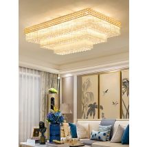 Luxury Rectangle Cake Shape Crystal Ceiling Lights for Living Room Lustre Remote LED Gold Ceiling Lamp Home Decorative Lighting
