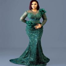 Plus Size Dark Green Mermaid Prom Dress Lacefull Promdress Flowers Beaded Evening Formal Party Second Reception Birthday Engage