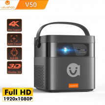 VEVSHAO V50 Proyector portátil 4K 3D WiFi Full HD1080P 2 altavoces integrados de 10W Proyectores de cine en casa con batería de 7000mAh