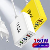 Caricatore rapido USB 160W PD QC3.0 Tipo C Adattatore di ricarica per iPhone 16 15 Xiaomi Samsung S23 Huawei USBC Caricatore da viaggio per telefono cellulare