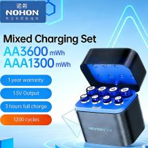 NOHON wiederaufladbare Lithiumbatterie, hohe Kapazität, 1,5 V, AA, 3600 mWh/AAA, 1300 mWh, Originalbatterien für Maus-Fernbedienung
