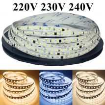 Striscia LED AC220V 230V 120 LED/m 2835 Striscia domestica ad alta luminosità Blu ghiaccio Verde Giallo Rosa Barra lampada morbida flessibile e tagliabile