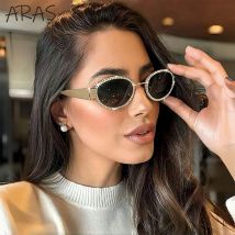 Ovale Metall-Sonnenbrille mit kleinem Rahmen für Damen, 2025, Luxusmarke, Vintage-Strass-Sonnenbrille, modische Farbtöne, Retro-Runde Brillen