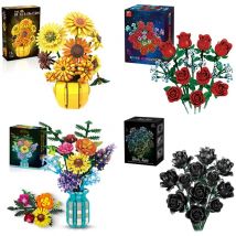 Rose Sunflower Tulip Building Blocks Flower Bouquet Vase Model Bricks Set Home Decoration Kids Educational Toys Holiday Gifts