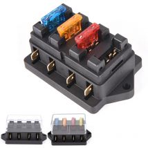 1 Set Supporto per blocco scatola fusibili a lama ATO standard per circuito a 4 vie per auto 12V/24V + fusibile a 4 vie