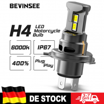 BEVINSEE H4 LED Moto 35W 6000LM Alogeno Dimensioni Plug and Play Super Luminoso Bombilla LED H4 Moto Hi-Lo Fascio CANbus 6000K 12V