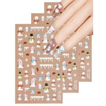 1/5/10pcs Snowman Bow Snowflake Nail Stickers Winter Christmas 5D Embossed Nail Art Stickers For DIY Manicure Decoration Decals