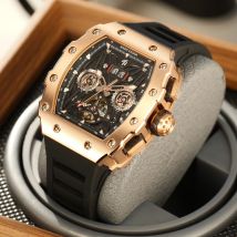 Riff Tiger Titan Roségold Persenning multifunktion ale mechanische Uhr für Männer Tourbillon Design wasserdichte automatische Uhr rga3009