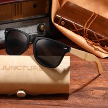 JUNCTURE Mode Bambus Holz Vintage Quadrat Sonnenbrille Männer Frauen Luxus Marke Designer Sonnenbrille Holz Fahren UV400 Brillen