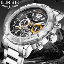 Lige Design Edelstahl Band Top Luxus Quarz Herren uhren Mode Geschäft großes Zifferblatt Uhr für Männer Auto Kalender männliche Armbanduhr