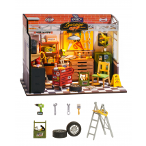 Robotime Rolife Kit casa in miniatura per casa delle bambole Mini garage fai da te Officina Luce a LED Regali artigianali in legno decorativi per bambini