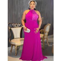 Plus Size African Party Dresses for Women 2025 New Fashion Dashiki Sequin Wedding Evening Gown Elegant Outfits Muslim Maxi Dress