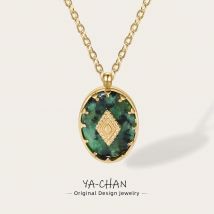 Yachan Edelstahl Ketten Halskette für Frauen Türkis Naturstein Anhänger 18 Karat vergoldete Halsketten trend igen Schmuck Geschenk