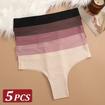5Pcs Sexy Nahtlose Brasilianische Höschen für Frauen Tanga Weiblichen Niedrigen Taille Einfarbig Briefs Komfortable Unsichtbare G-string Panty