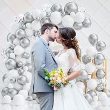 Weiße Luftballons Kit Metallic Silber Konfetti Ballon Girlande Bogen Kinder Geburtstags feier Geschlecht offenbaren Hochzeit Abschluss dekoration