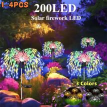 1/2/4PCS Fuochi d'artificio solari Luce esterna impermeabile 8 modalità di illuminazione Luci 90-200LED Fata Luce della stringa Percorso di Natale Decorazione del prato