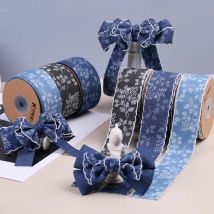 1 metro bouquet foglie denim tessitura ricamo gara 4 cm decorare fiocco fai da te accessori per capelli pizzo nastro Dentelle