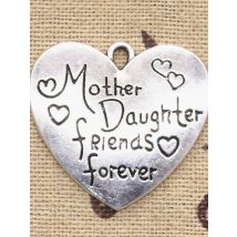 6pcs Charms Mother Daughter Friends Forever 28x30mm Antique Silver Color Pendants Making DIY Handmade TibetanJewelry