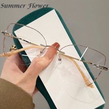 Frauen Cat Eye Randlose Brillen Elegante Sonnenbrille Luxus Langlebige Titan Brille Farbverlauf Klare Gläser Glitter Rand Gafas