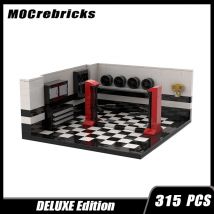 Moc space movie display garage für geschwindigkeit champions-deluxe edition baustein diy modell kinder geburtstags geschenke MOC-127570
