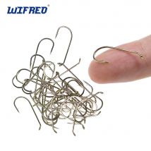 Wifreo 50/100/200PCS 1X Długi trzonek Down Eye Dry Fly Hook Nimfa Hak do wiązania Ostry haczyk na pstrąga ze stali węglowej Standardowy drut # 8- # 22