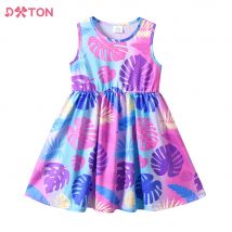 Dxton Kinder Blumen kleid Sommer Eis druck Strand reise Urlaub Kleid Kinder ärmellose Freizeit kleider Kinder Kleidung 3-12y