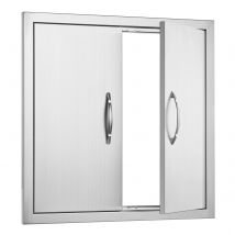 SucceBuy BBQ Access Door Double Outdoor Kitchen Door Stainless Steel Flush Door for BBQ Island Grilling Station Outside Cabinet