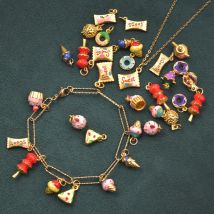 13 stücke Großhandel Chinesische Gold Farbe Emaille Charme 3D Sweetmeats Candy Donut Anhänger Charms Für Schmuck Machen Armband Halskette