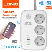 LDNIO-regleta inteligente KR, adaptador de enchufe de la UE, aplicación remota Tuya Smart Life, Control Wifi, enchufe inteligente con carga USB