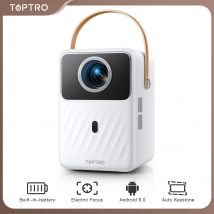 TOPTRO Proiettore Android 9.0 1080P 380ANSI Proiettore portatile 1280*720P Auto Keystone Messa a fuoco elettrica Batteria incorporata Home Cinema