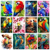 AZQSD Diamant-Gemälde, Papagei, Tier, Kreuzstich, Handarbeit, voller Bohrer, Stickerei, Verkauf, Vögel, Mosaik, Heimdekoration, Geschenk, 30 x 40 cm