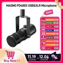 Maono USB/XLR mikrofon dynamiczny All Metal z jednym dotknięciem wyciszenie wzmocnienie wtyczka słuchawkowa i regulacja głośności dla Podcasting Streaming  PD400X