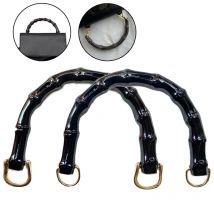 Trage tasche gewebte Tasche Zubehör gewebte Tasche Griff imitieren Bambus Tasche Riemen Box Griff Plastiktüte Griff mit d Schnalle DIY schwarz