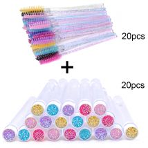 OKAYLASH 20Sets Wimpern Mascara Wands Tubes Wiederverwendbare Glitter Wimpern Pinsel Fall Augenbraue Spoolie Kamm Container Großhandel