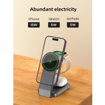 Supporto per caricabatterie wireless magnetico 3 in 1 per Magsafe iPhone 16/15/14/13/12 Pro Max, Apple Watch e Airpod con ricarica rapida