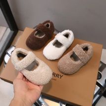 2025 Winter Neue Pelz Abdeckung Kappe Licht Warme Kinder Casual Schuhe Kinder Wohnungen Plüsch Warme Nicht-slip Freizeit Bequeme jungen Mädchen Schuhe