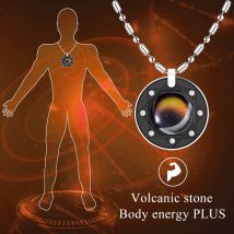 Volcanic Stone Pendant Energy Round Necklace For Men Stainless Steel Chain Link Health Jewelry Accessories Wholesale