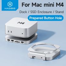 Hagibis Hub USB C con custodia SSD M.2 per Mac Mini M4/M4 Pro Supporto Docking Station Type-C Custodia SSD USB3.2 Gen2 SD4.0 TF4.0