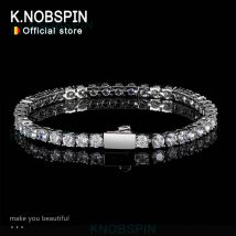 KNOBSPIN D VVS1 bracciale Tennis Moissanite chiusura a molla originale 925 Sterling Silver placcato 18k con bracciali GRA per donna uomo