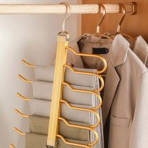 6-lagige Multifunktions-Hosenbügel, zusammenklappbar, Aufbewahrungsregal für Hosen und Kleidung aus Aluminium, platzsparend, Aufbewahrungshalter, Schrank-Organizer