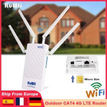 Router KuWfi Outdoor CAT4 4G LTE Router Wifi 300Mbps 2.4GHz 4 antenne esterne con slot per scheda SIM Porta WAN/POE per telecamera IP