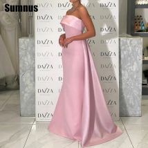 Sumnus Simple Mermaid Evening Dress Elegant Red Pleats Floor-Length Strapless Celebrity Formal Gowns فساتين سهرة Customized